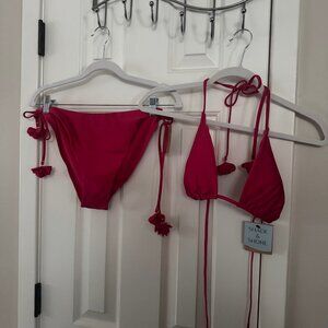 Shade and Shore Red Two Piece Bikini Swimsuit Set Size L Large 12-14 New